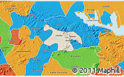Shaded Relief 3D Map of Nkawkaw, political outside