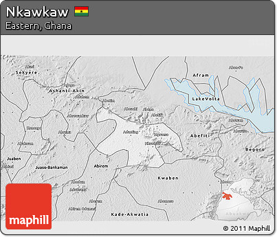 Silver Style 3D Map of Nkawkaw