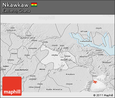 Silver Style 3D Map of Nkawkaw