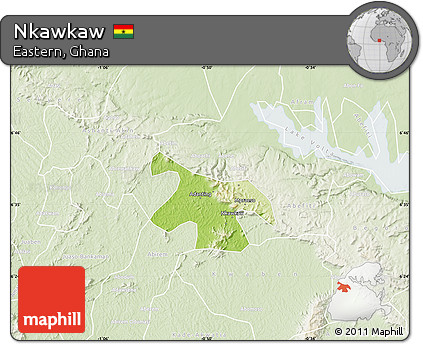 Physical Map of Nkawkaw, lighten