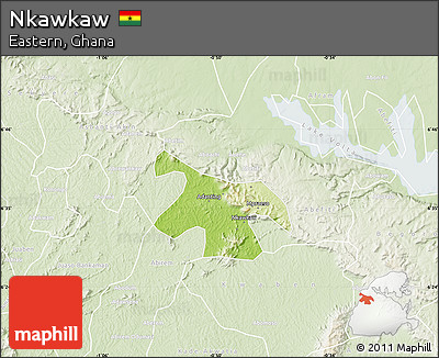 Physical Map of Nkawkaw, lighten