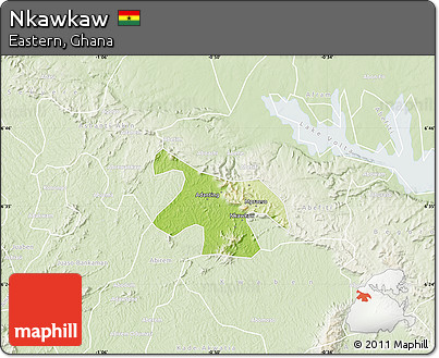 Physical Map of Nkawkaw, lighten