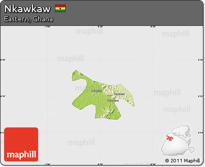 Physical Map of Nkawkaw, single color outside