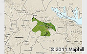 Satellite Map of Nkawkaw, shaded relief outside