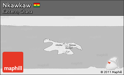 Gray Panoramic Map of Nkawkaw, single color outside