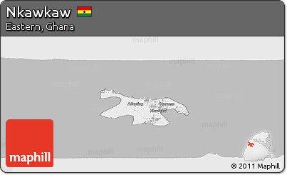 Gray Panoramic Map of Nkawkaw, single color outside