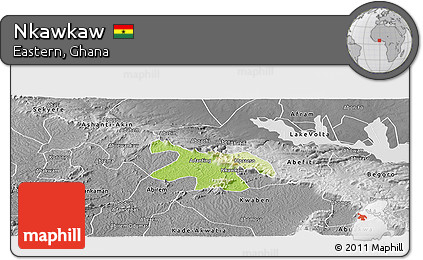 Physical Panoramic Map of Nkawkaw, desaturated