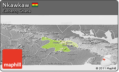 Physical Panoramic Map of Nkawkaw, desaturated