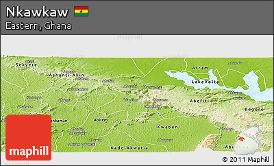 Physical Panoramic Map of Nkawkaw
