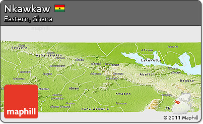 Physical Panoramic Map of Nkawkaw