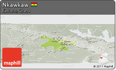 Physical Panoramic Map of Nkawkaw, lighten, semi-desaturated
