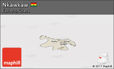 Shaded Relief Panoramic Map of Nkawkaw, cropped outside