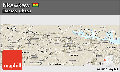 Shaded Relief Panoramic Map of Nkawkaw