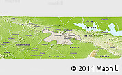 Shaded Relief Panoramic Map of Nkawkaw, physical outside