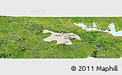 Shaded Relief Panoramic Map of Nkawkaw, satellite outside