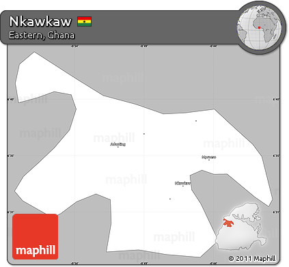 Gray Simple Map of Nkawkaw, single color outside