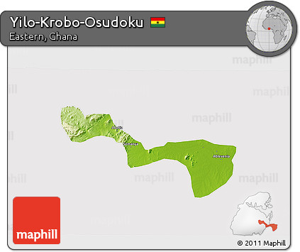 Physical 3D Map of Yilo-Krobo-Osudoku, cropped outside