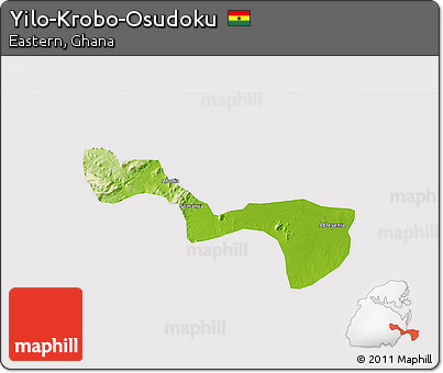 Physical 3D Map of Yilo-Krobo-Osudoku, cropped outside