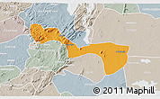Political 3D Map of Yilo-Krobo-Osudoku, lighten, semi-desaturated