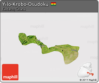 Satellite 3D Map of Yilo-Krobo-Osudoku, cropped outside