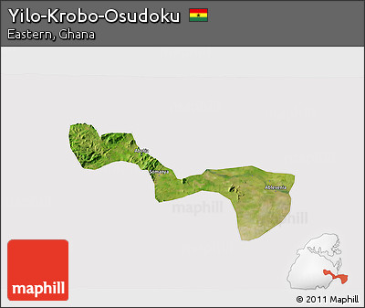 Satellite 3D Map of Yilo-Krobo-Osudoku, cropped outside
