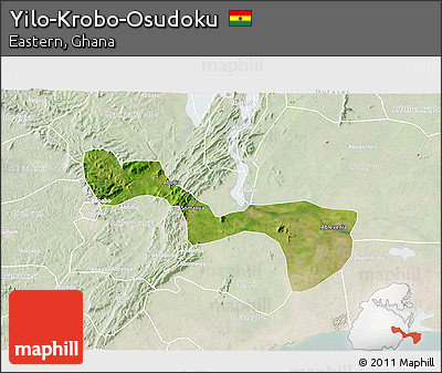 Satellite 3D Map of Yilo-Krobo-Osudoku, lighten