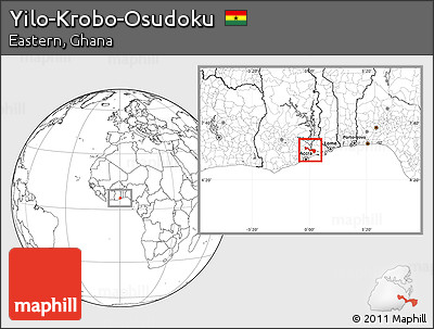 Blank Location Map of Yilo-Krobo-Osudoku