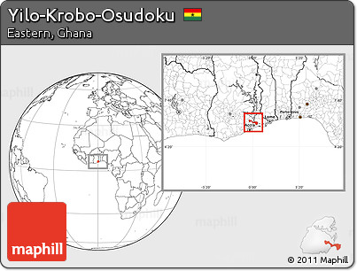 Blank Location Map of Yilo-Krobo-Osudoku