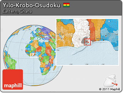 Political Location Map of Yilo-Krobo-Osudoku, highlighted country, highlighted parent region