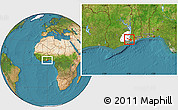 Satellite Location Map of Yilo-Krobo-Osudoku, highlighted parent region