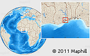 Shaded Relief Location Map of Yilo-Krobo-Osudoku