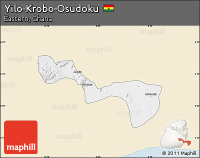 Classic Style Map of Yilo-Krobo-Osudoku, single color outside