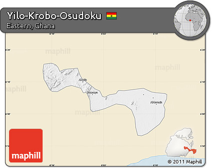 Classic Style Map of Yilo-Krobo-Osudoku, single color outside