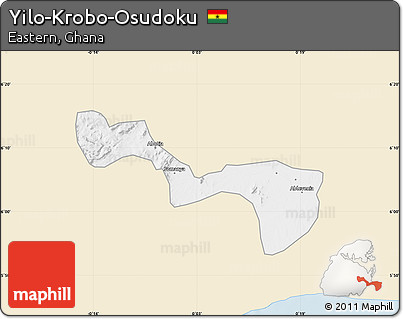 Classic Style Map of Yilo-Krobo-Osudoku, single color outside