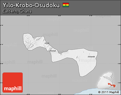 Gray Map of Yilo-Krobo-Osudoku, single color outside