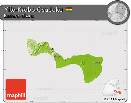 Physical Map of Yilo-Krobo-Osudoku, cropped outside