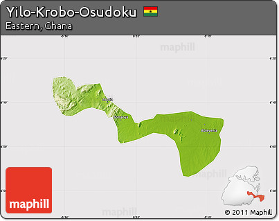 Physical Map of Yilo-Krobo-Osudoku, cropped outside