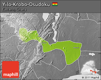 Physical Map of Yilo-Krobo-Osudoku, desaturated