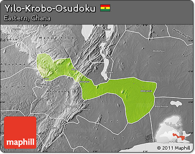 Physical Map of Yilo-Krobo-Osudoku, desaturated