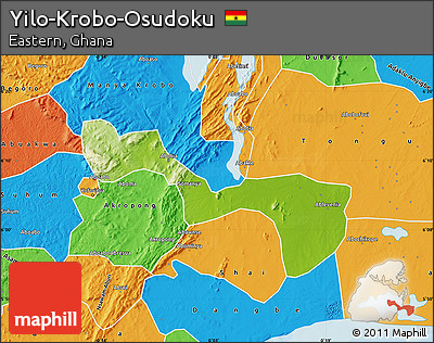 Physical Map of Yilo-Krobo-Osudoku, political outside