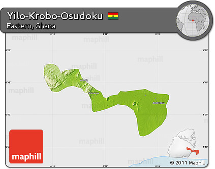 Physical Map of Yilo-Krobo-Osudoku, single color outside