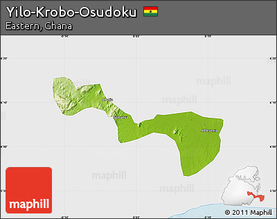 Physical Map of Yilo-Krobo-Osudoku, single color outside