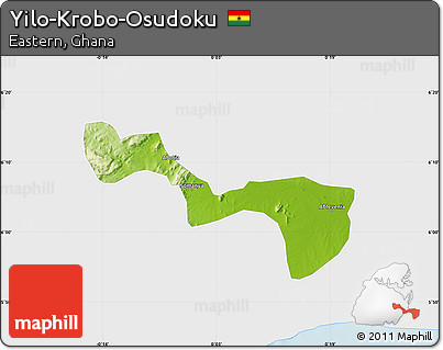 Physical Map of Yilo-Krobo-Osudoku, single color outside