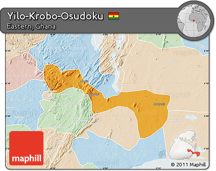Political Map of Yilo-Krobo-Osudoku, lighten