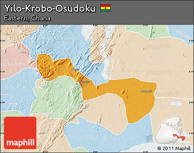 Political Map of Yilo-Krobo-Osudoku, lighten