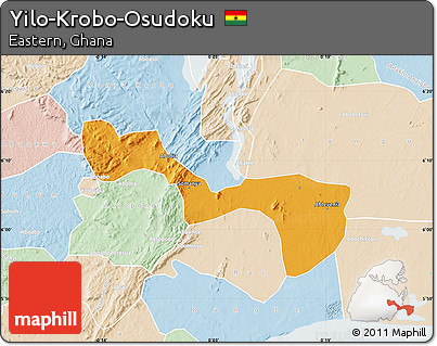 Political Map of Yilo-Krobo-Osudoku, lighten