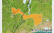 Political Map of Yilo-Krobo-Osudoku, satellite outside