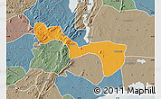 Political Map of Yilo-Krobo-Osudoku, semi-desaturated