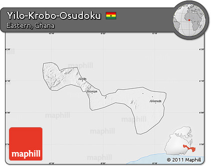 Silver Style Map of Yilo-Krobo-Osudoku, single color outside