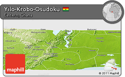 Physical Panoramic Map of Yilo-Krobo-Osudoku